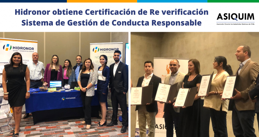 Hidronor obtiene certificación de Re verificación del Sistema de Gestión de Conducta Responsable por parte de ASIQUIM